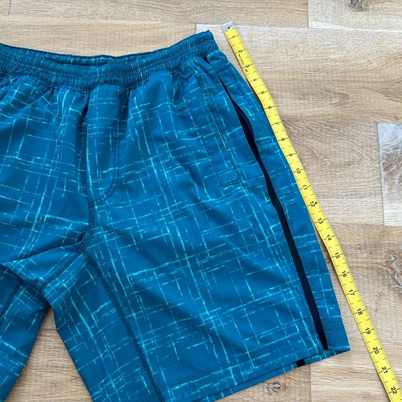 Lululemon Pace Breaker Teal Blue Black Design Shorts with Liner L/XL - Picture 10 of 11